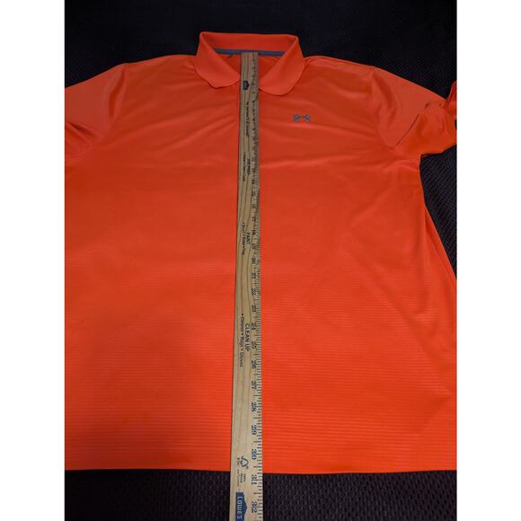 Under Armour Polo Shirt Mens XL Orange Loose Fit Golf Athletic Performance Logo - Picture 6 of 7